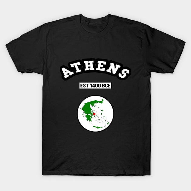 🏺 Athens Greece Strong, Greek Map, 1400 BCE, City Pride T-Shirt by Pixoplanet